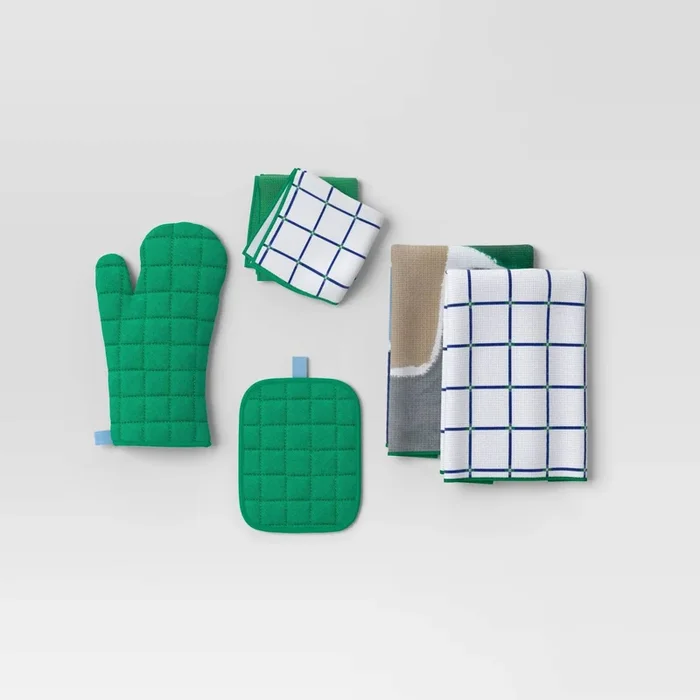6-Piece Kitchen Textile Set – Green