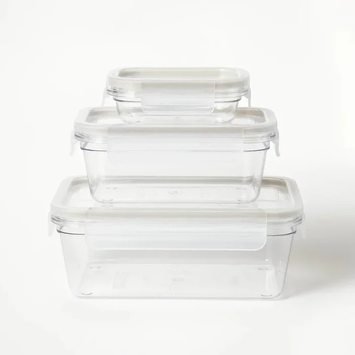 6-Piece Tritan Plastic Rectangle Food Storage Container Set