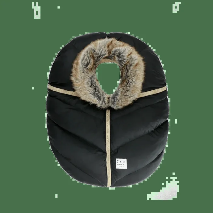 7 A.M. Enfant Car Seat Cocoon – Black Faux Fur