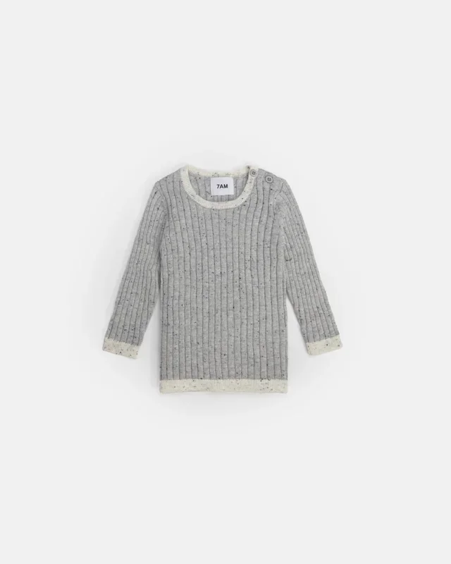7 A.M. Hug Me Long Sleeve Top – Light Heather Grey