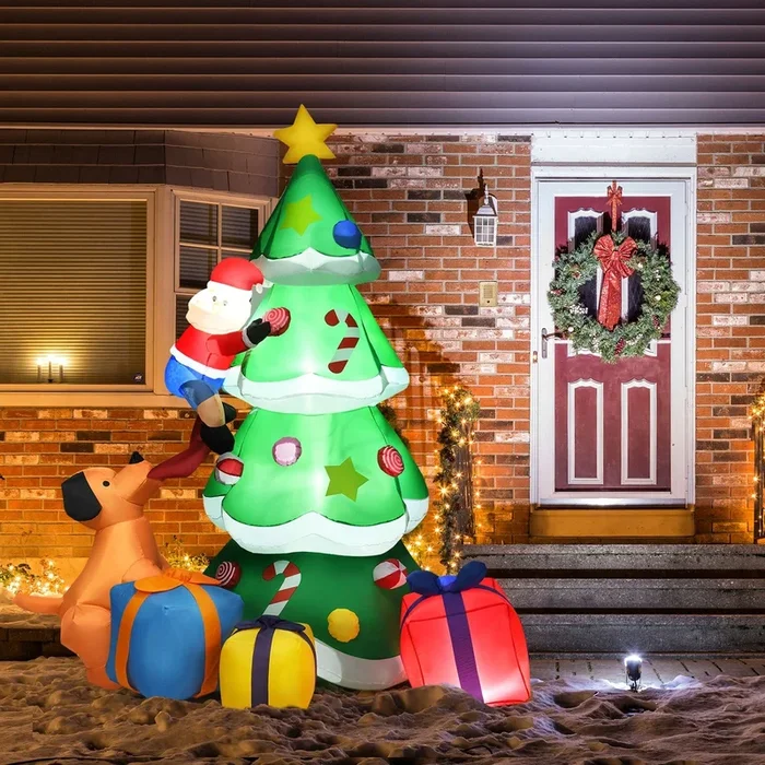 7 Feet Inflatable Christmas Tree Santa Decor With LED Lights