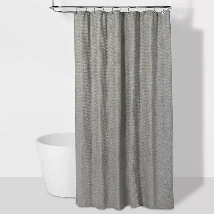 72″x72″ Waffle Weave Shower Curtain Gray