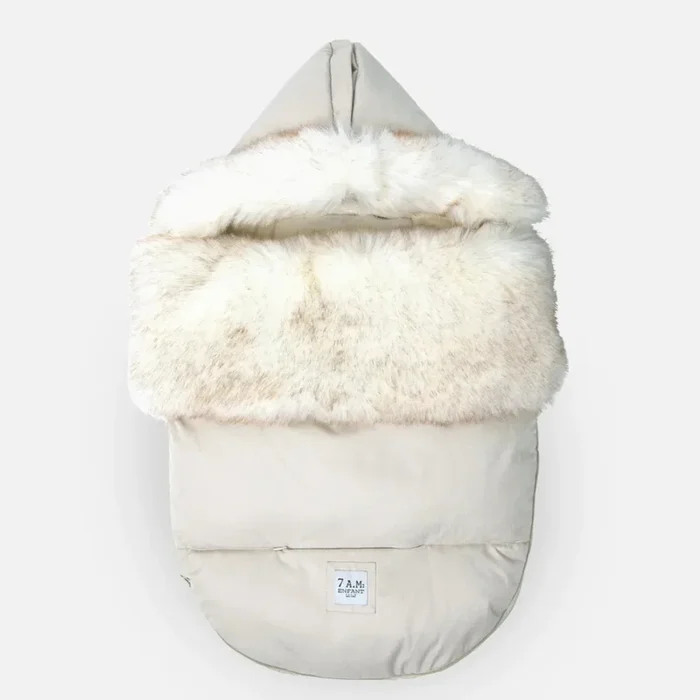 7AM Enfant POD Footmuff Tundra Beige with White Fur (0 to 18M)