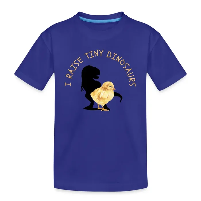“I Raise Tiny Dinosaurs ” Kids’ Organic Cotton Chicken Farmer Themed T-Shirt – Made-to-Order Eco-Friendly Design