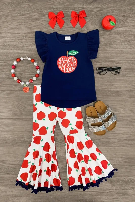 “Welcome Back To School ” Apple Bell Bottom Set