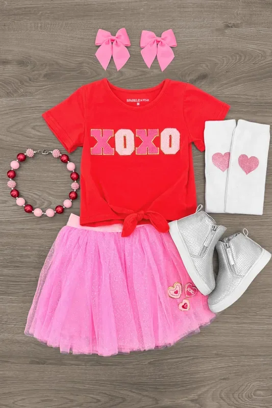 “XOXO ” Glitter Tutu Skirt Set