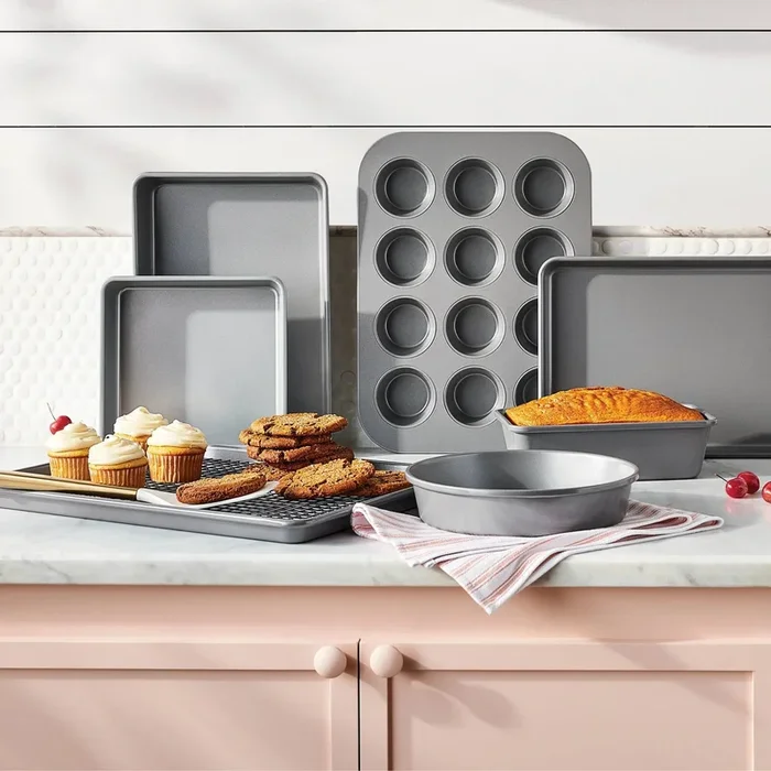 8pc Nonstick Bakeware Set- Gray