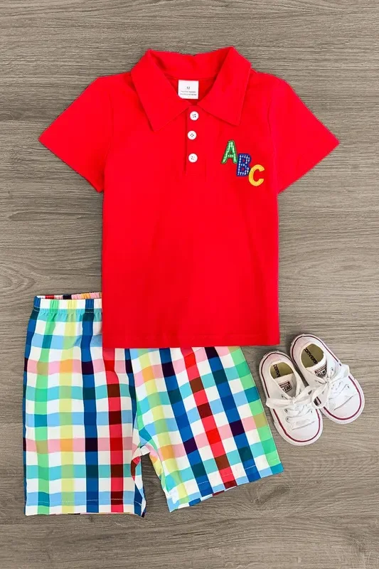 ABC Gingham Short Set
