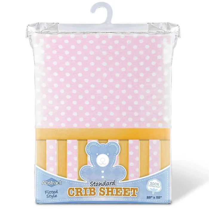 ABSTRACT FITTED SHEET PINK POLKA DOT FOR REGULAR CRIB – 28″ X 52″