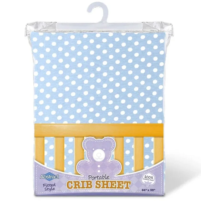 ABSTRACT FITTED SHEET POLKA DOT BLUE FOR PORTABLE CRIB – 24″ X 38`