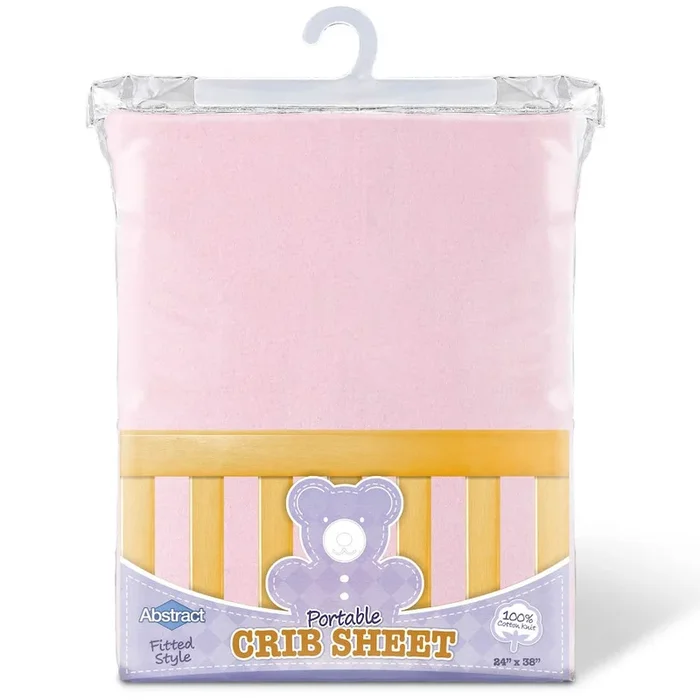 ABSTRACT FITTED SHEET SOLID PINK FOR PORTABLE CRIB – 24″ X 38`