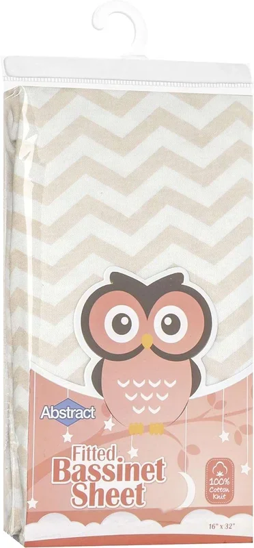 ABSTRACT FITTED SHEET ZIGZAG BEIGE FOR BASSINET – 16″ X 32″