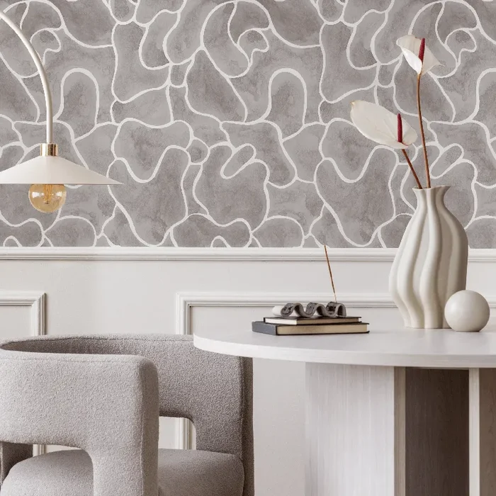 Abstract Wallpaper With A Fluid Watercolor Pattern In Gray And White – C943