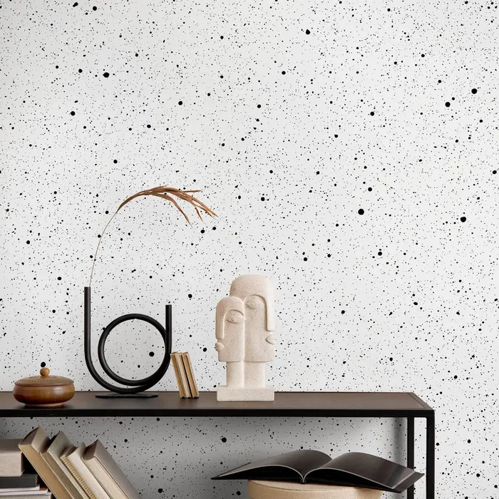 Abstract Wallpaper With An Artistic Splatter Motif In Black And White – A562