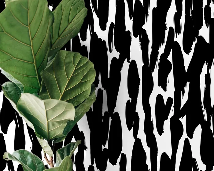 Abstract Wallpaper With Bold Brushstrokes In Black And White – X072