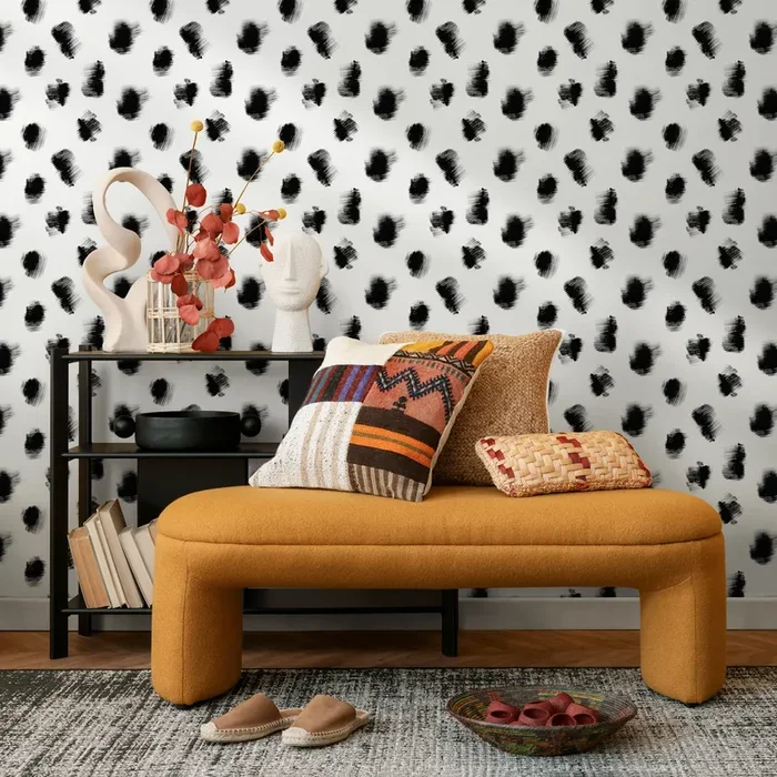 Abstract Wallpaper With Sketched Speckle Dots In Black And White – C895