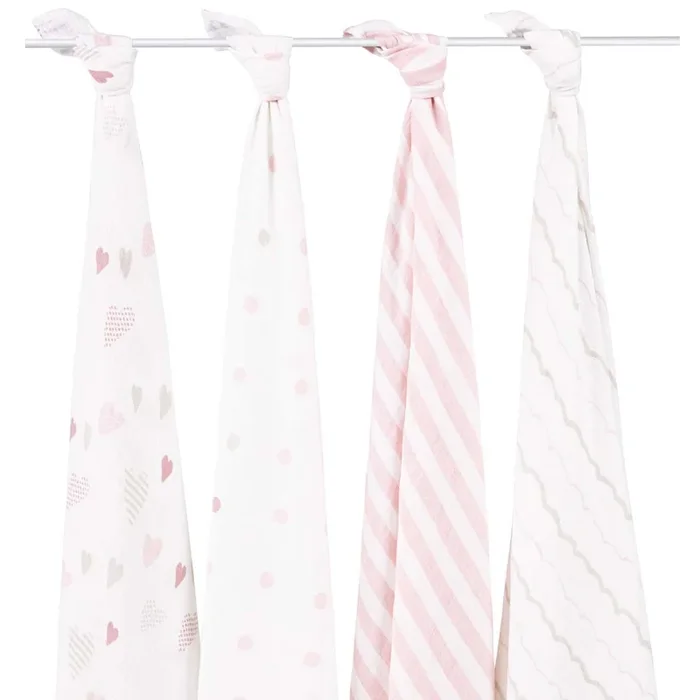 Aden and Anais 4-Pack Classic Swaddles – Heart Breaker