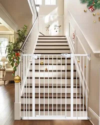 Adjustable Baby Gate for Stairs – White