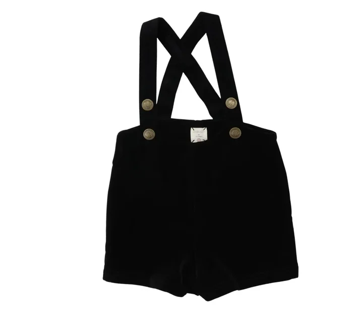 Analogie By Lil Legs Velvet Suspender Shorts Black