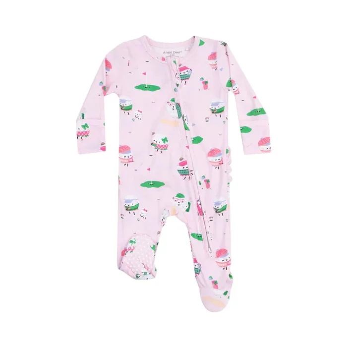 Angel Dear 2 Way Ruffle Zipper Footie | Golf Pros Pink