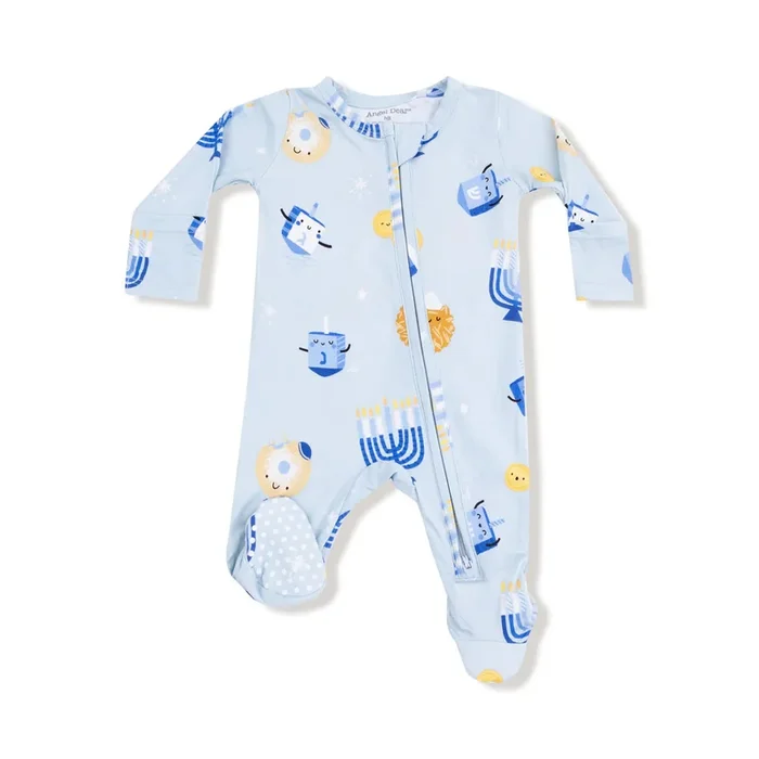 Angel Dear 2 Way Zipper Footie | Blue Hanukkah