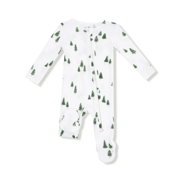 Angel Dear 2 Way Zipper Footie | Tiny Forest Waffle Knit
