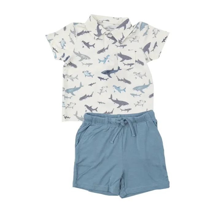 Angel Dear Polo Shirt & Shorts Set | Sharks