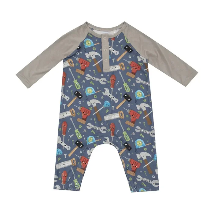 Angel Dear Raglan Henley Romper | Happy Tool Box