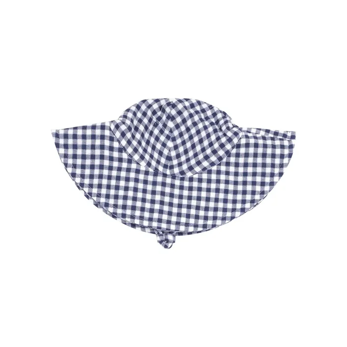 Angel Dear Wide Brim Sunhat | Muslin Navy Gingham