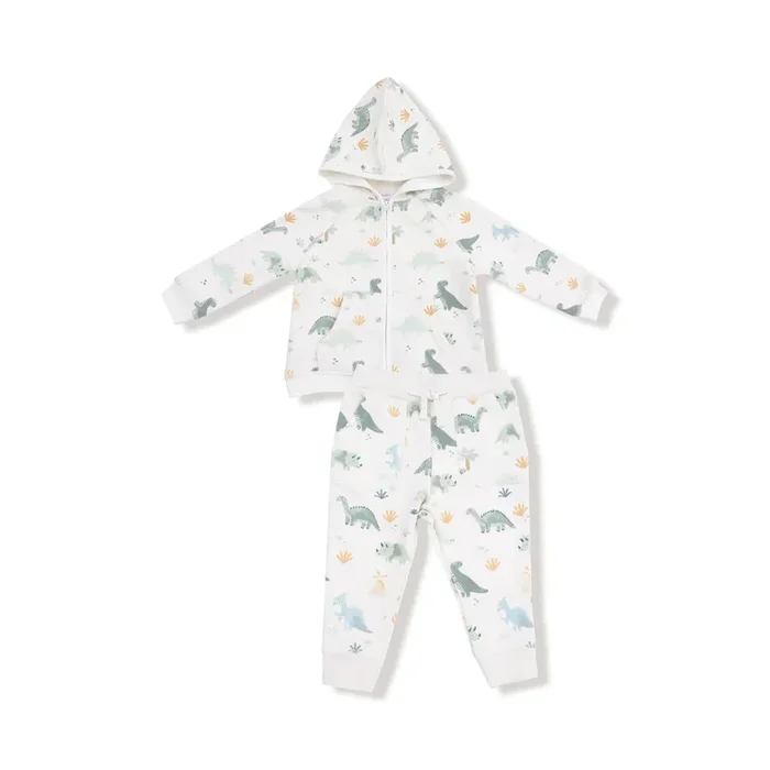 Angel Dear Zip Hoodie & Jogger | Soft Dinos Green