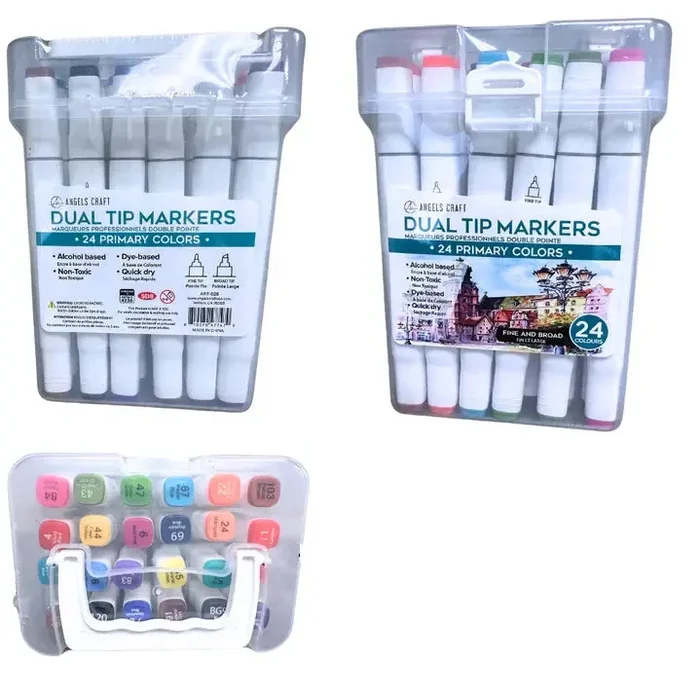 Angels Craft 24 Pc Dual Tip Alcohol Based Markers | Primary