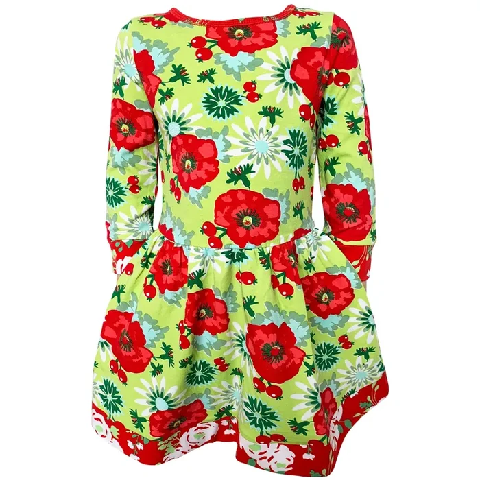 Annloren Girls Boutique Holiday Christmas Floral Cotton Winter Dress