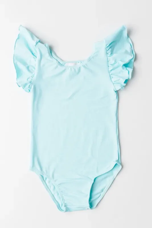 Aqua S/s Flutter Sleeve Leotard