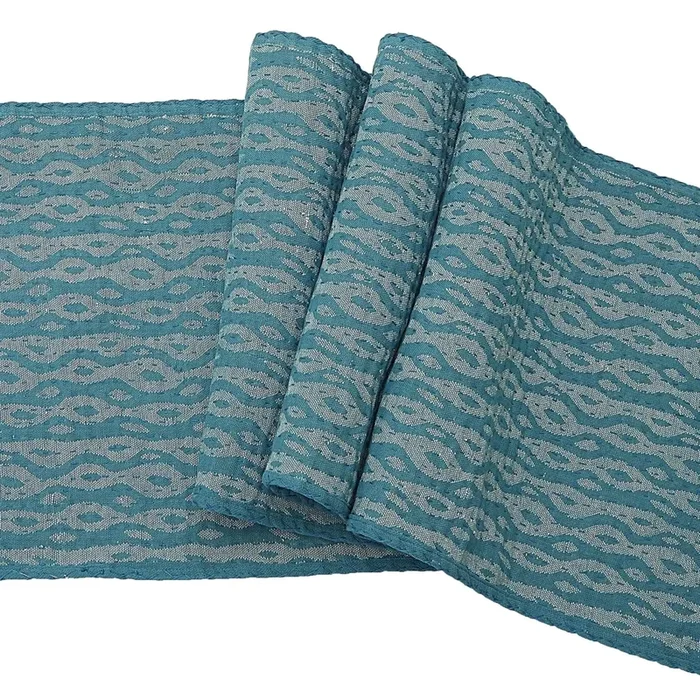 Artisan Hand Loomed Cotton Table Runner – Blue Ocean – 18 “x96 “