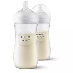 AVENT – NATURAL BABY BOTTLE WITH NATURAL RESPONSE NIPPLE, CLEAR, 11OZ, 2PK