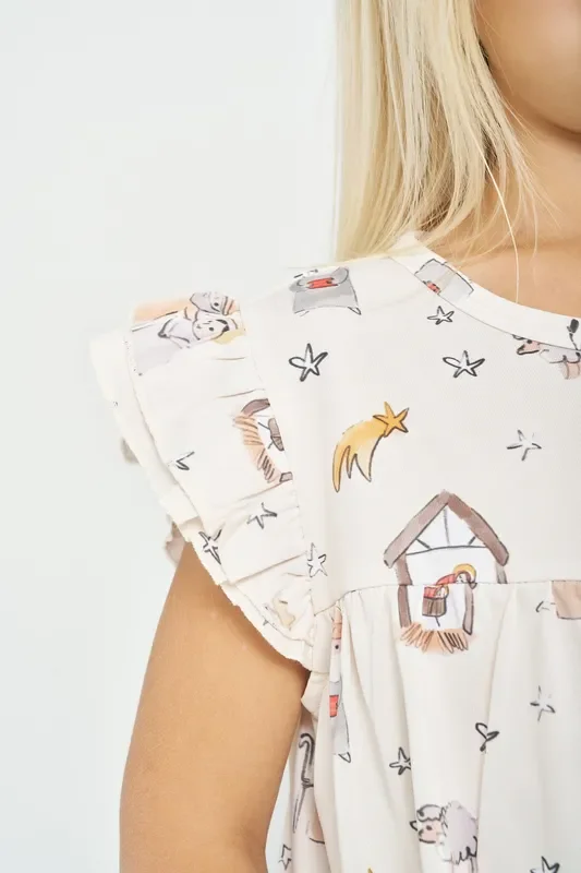 Away In A Manger Pj Girls Nightgown Polyester