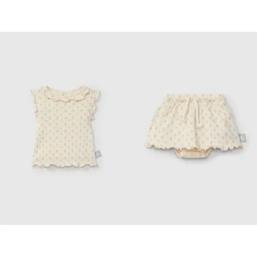 Baby Girl Skirt Set Floral Ribbed
