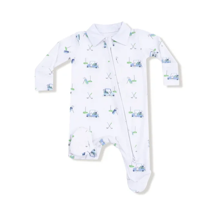 Baby Golf Carts – Blue – Polo 2 Way Zipper Footie