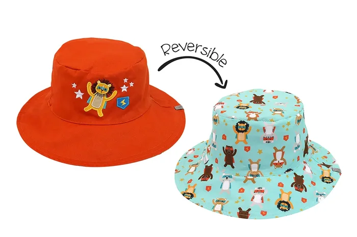 Baby/kids Reversible Mixed Sun Hat – Animal Superhero