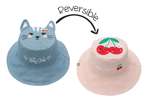 Baby/kids Reversible Sun Hat – Cat | Cherry
