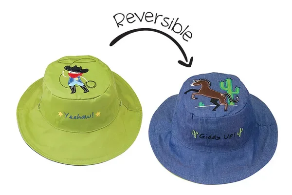 Baby/kids Reversible Sun Hat – Cowboy | Horse
