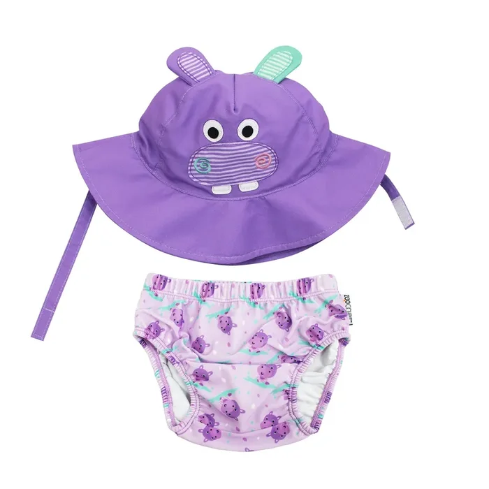 Baby Swim Diaper & Sun Hat Set – Harper The Hippo