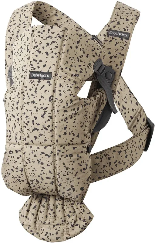 BabyBjorn Baby Carrier Mini, Woven – Dark Gray / Beige Print