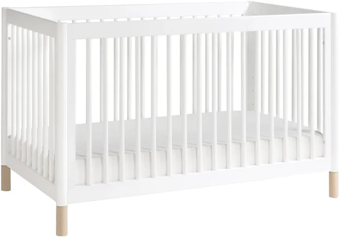 Babyletto Gelato 4-in-1 Convertible Crib w/Toddler Bed Conversion Kit – White w/ Washed Natural Feet