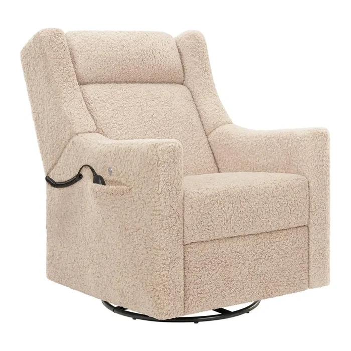 Babyletto Kiwi Deluxe Power Recliner and Swivel Glider with Heat and Massage – Chai Shearling