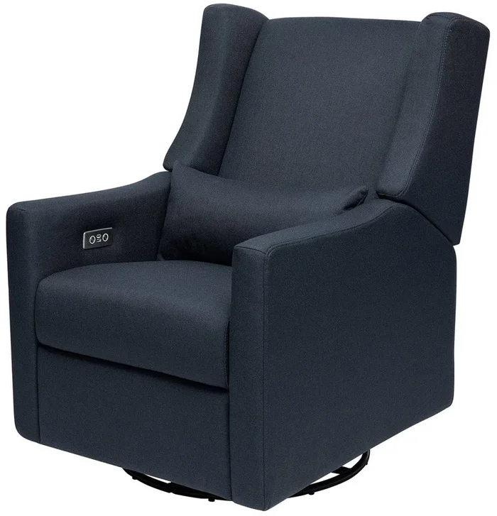 Babyletto Kiwi Electronic Glider Recliner w/ USB – Performance Navy Eco-Twill