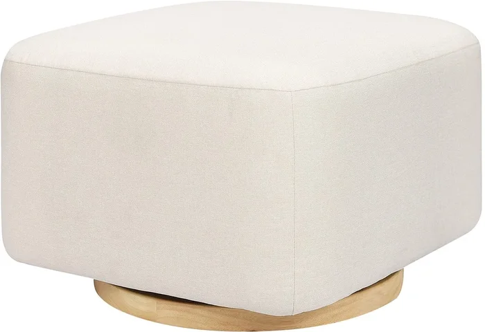 Babyletto Kiwi Gliding Ottoman – Performance Cream Eco-Weave w/ Light Wood Base