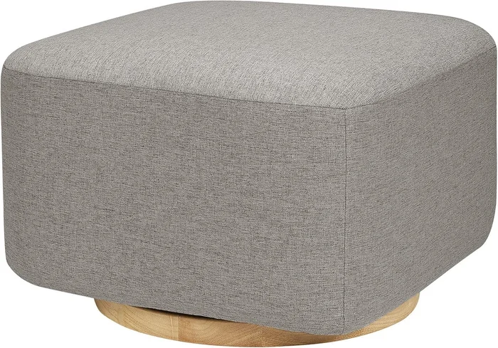 Babyletto Kiwi Gliding Ottoman – Performance Grey Eco-Weave w/ Light Wood Base