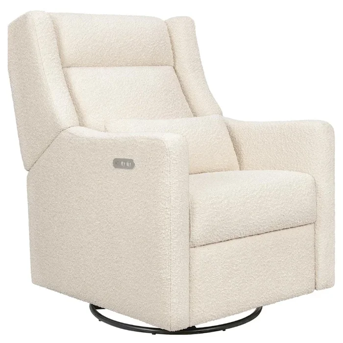 Babyletto Kiwi Plus Electric Recliner Swivel Glider w/ Adjustable Headrest + USB Port – Performance Ivory Boucle