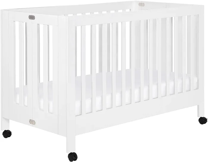 Babyletto Maki Full-Size Portable Folding Crib w/Toddler Bed Conversion Kit – White